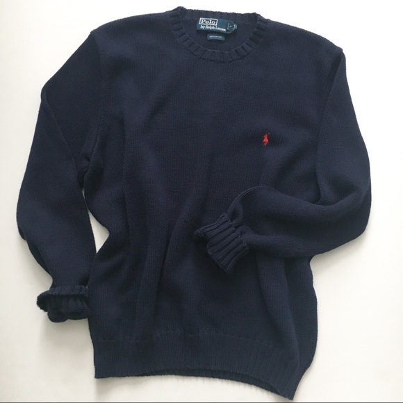 Polo Ralph Lauren Sweaters - Ralph Lauren Oversized Cotton Knit Navy Sweater